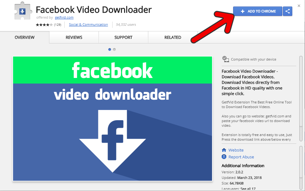 Cách tải xuống video trên Facebook bằng tiện ích mở rộng của Chrome - Getfvid.com